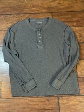 Men's 2XL Old Navy Waffle Knit Shirt Gray Streetwear Academia Cozy Y2K Grunge